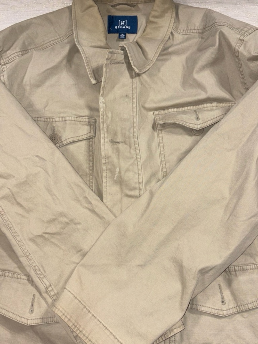 George Cream-Trim Button Jacket with Brass Zip